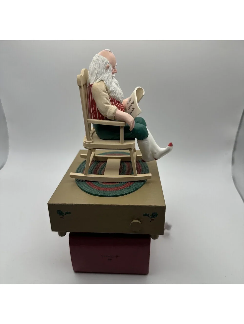 Hallmark Vtg. Santa’s List Rocker Wind Up Stocking Holder
